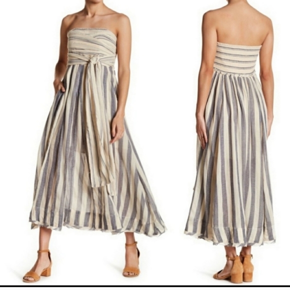 Free People Dresses & Skirts - Free people stripe me up midi dress with raw hem